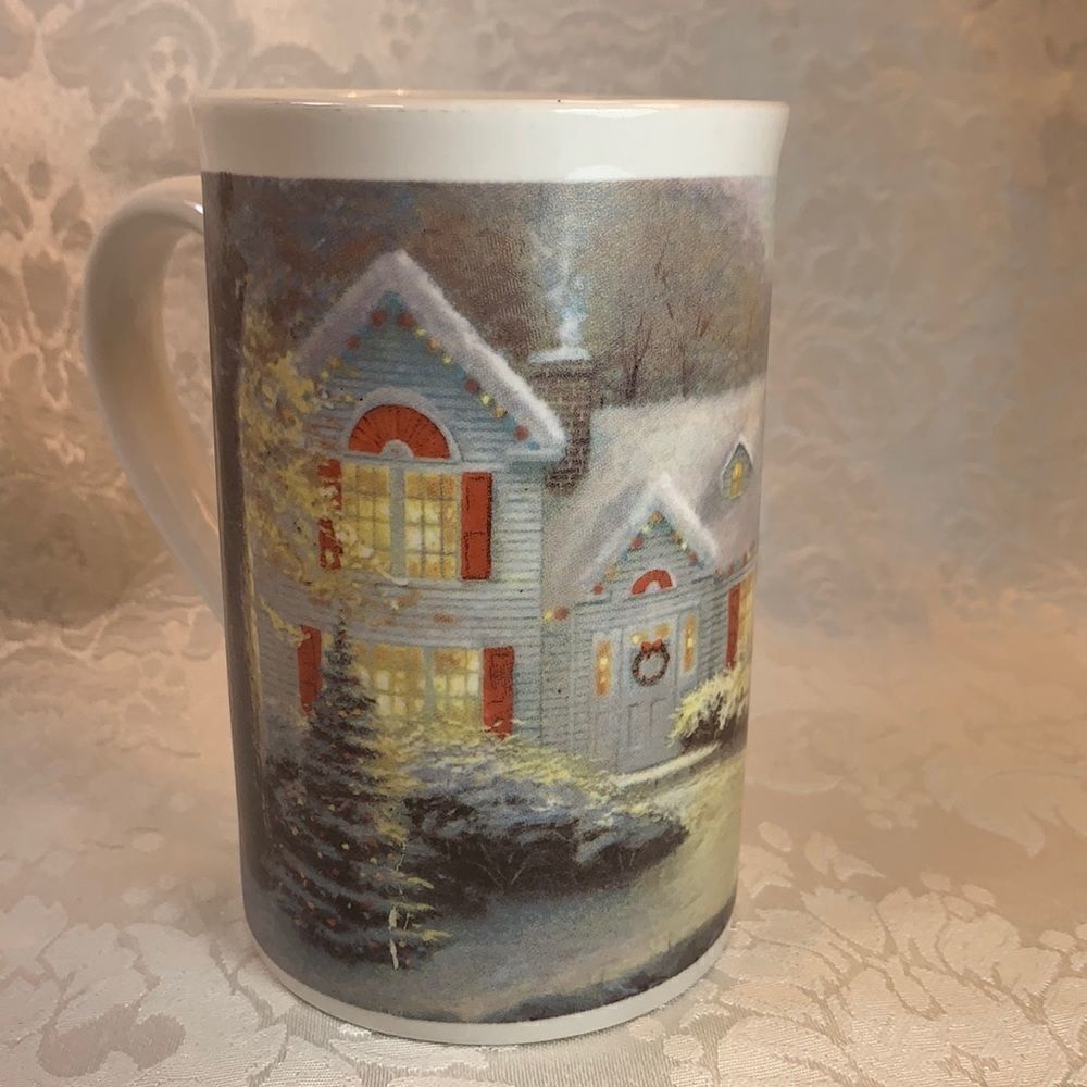 Thomas Kinkade Christmas Home Snow Tree Holiday Coffee Tea Cocoa 16 Ounces Mug